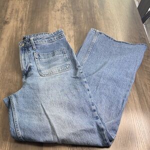 Free Assembly Super High Wide Leg Light Wash Jeans